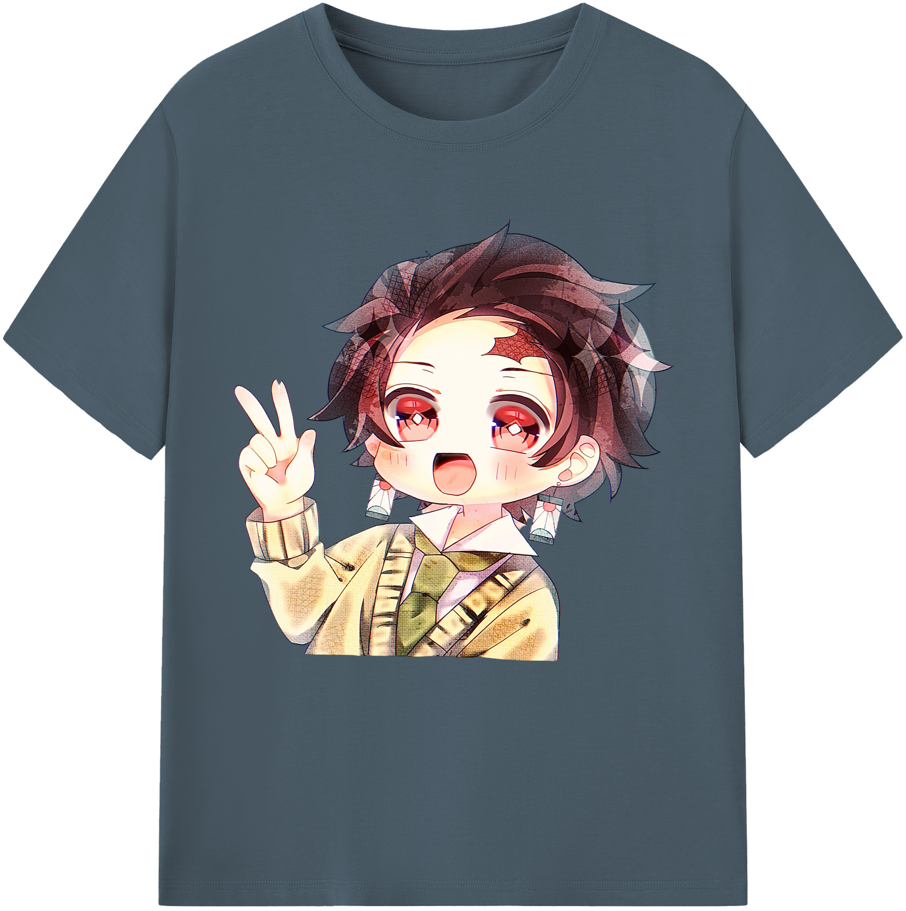 （画像用） 鬼滅の刃 竈門 炭治郎／かまど たんじろう Kamado Tanjirou 綿100％半袖Tシャツ（フロントプリント）